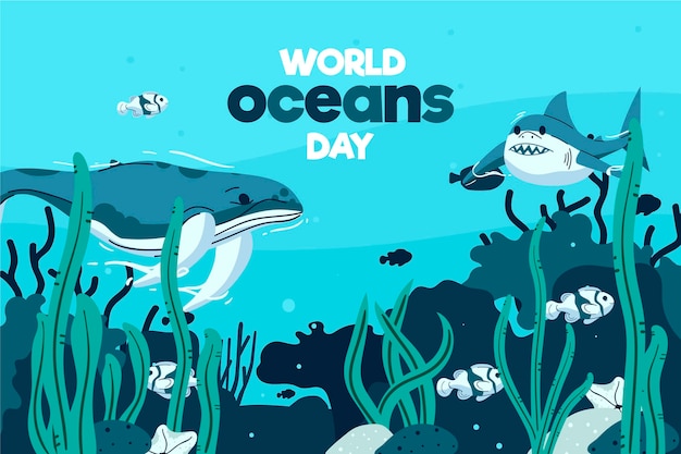 Dia mundial dos oceanos ilustrado