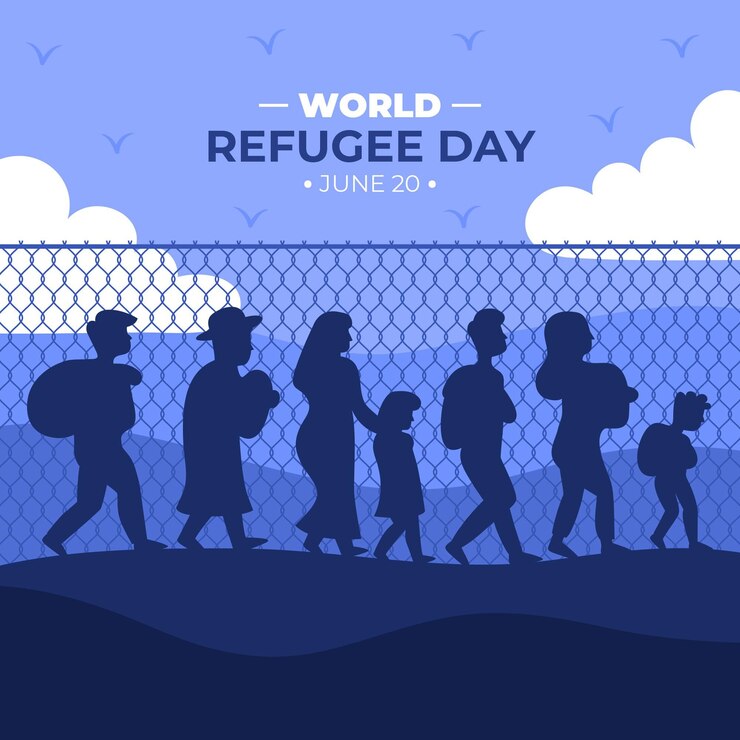 Vetor grátis dia mundial dos refugiados de silhueta