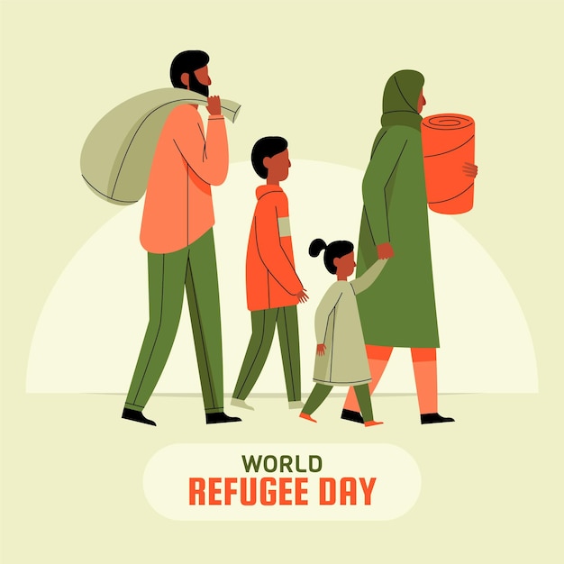 Dia mundial dos refugiados em design plano