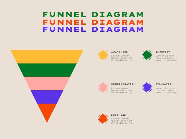 Vetor grátis diagrama de funil moderno e colorido