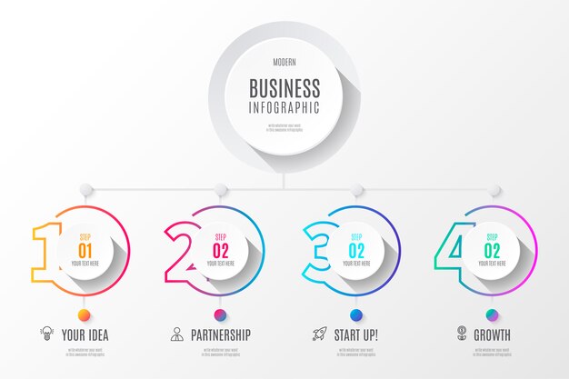 Diagrama de negócios colorido infográficos com números