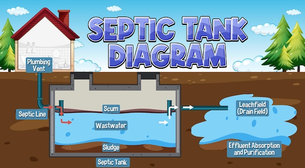 Vetor grátis diagrama do sistema de fossa séptica