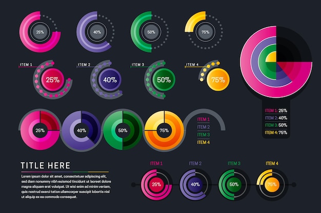 Diagramas de bola gradiente harvey - infográfico