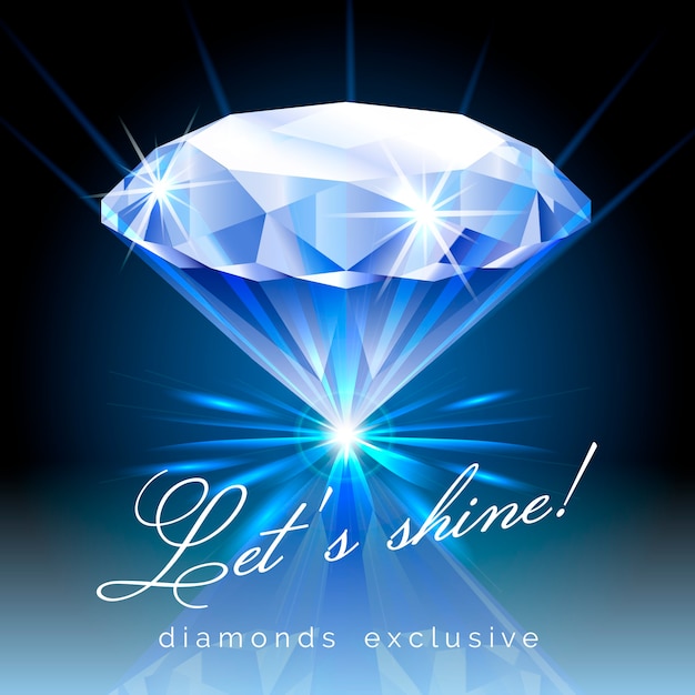 Vetor grátis diamante brilhante com ilustração de texto