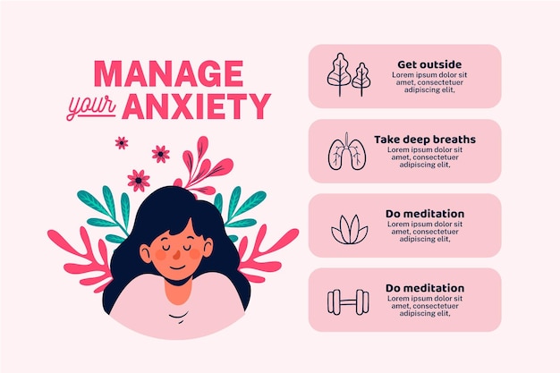 Dicas diferentes para infográfico de ansiedade