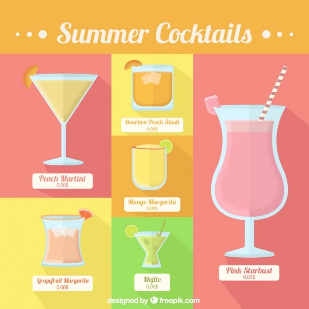 Diferentes cocktails de verão