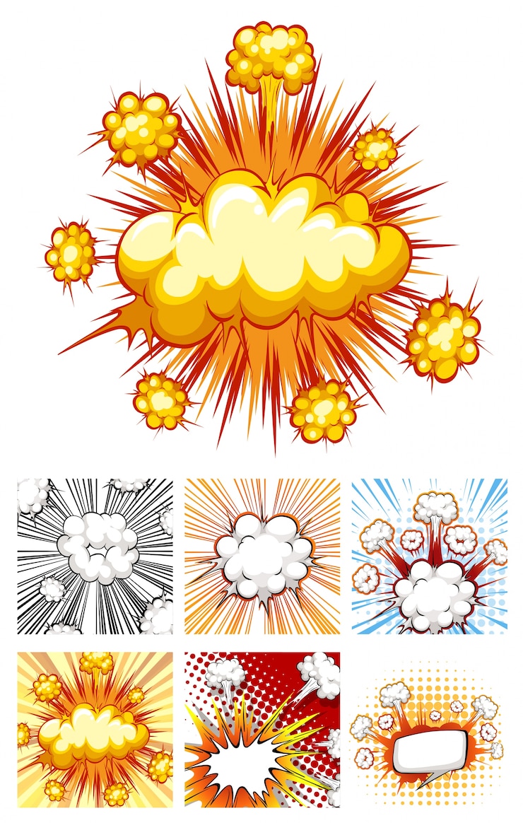 Vetor grátis diferentes desenhos de nuvens de explosão