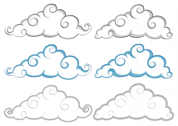 Vetor grátis diferentes formas de nuvens no fundo branco