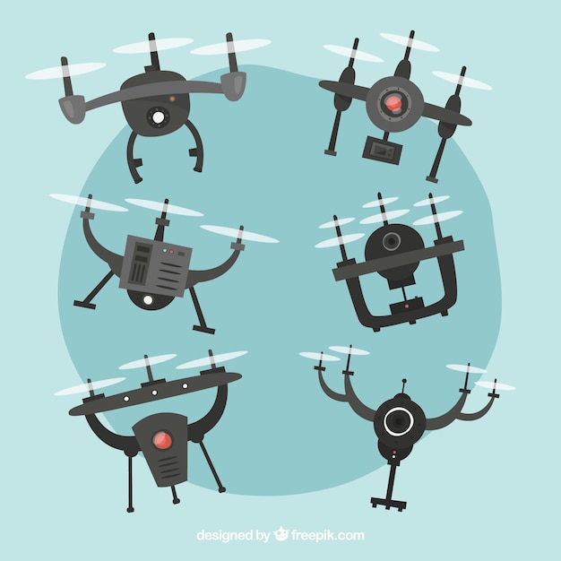 Vetor grátis diferentes tipos de drones