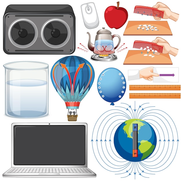 Vetor grátis diferentes tipos de equipamentos científicos