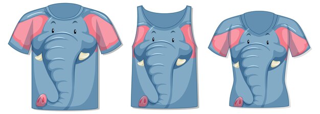 Diferentes tipos de tops com padrão de elefante