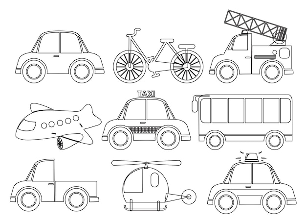 Vetor grátis diferentes tipos de transportes