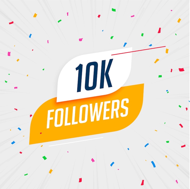 Vetor grátis diga obrigado aos seus dez mil seguidores com um post de celebração