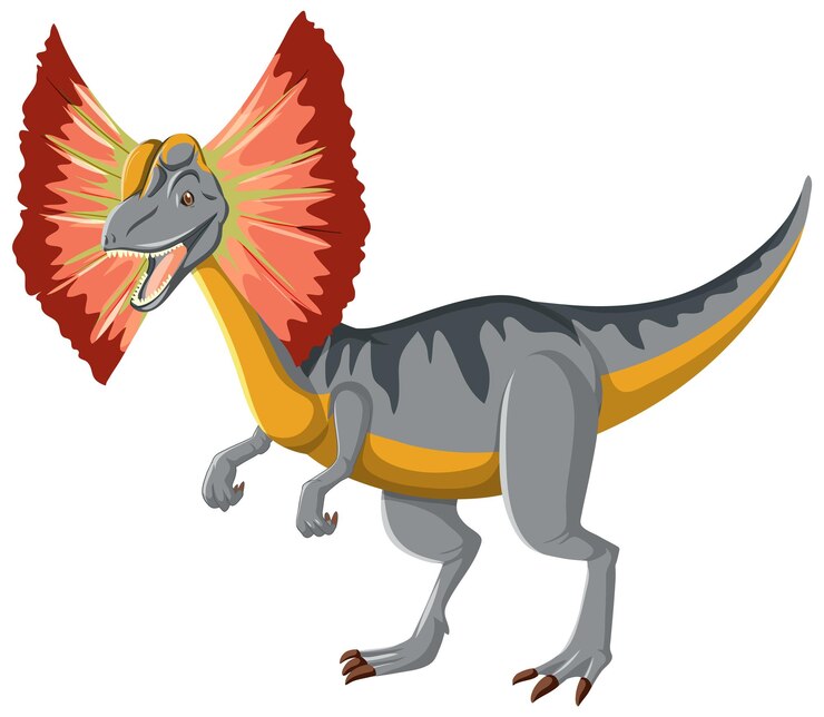 Vetor grátis dilophosaurus dinossauro no fundo branco