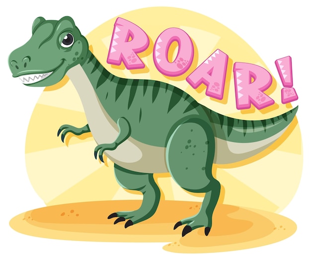 Dinossauro fofo com rugido de palavras
