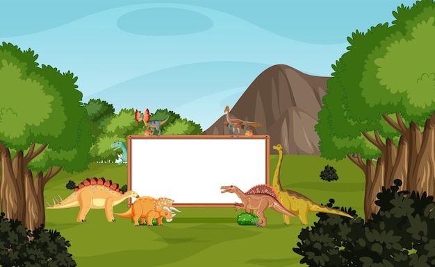 Dinossauro na cena da floresta pré-histórica