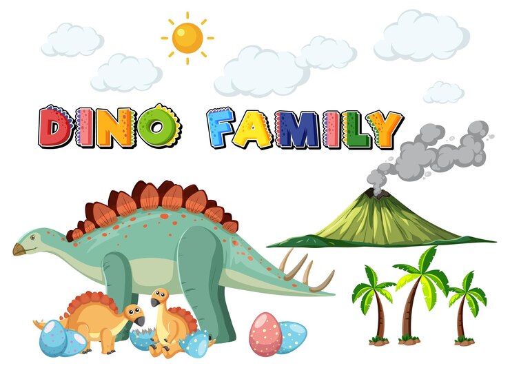 Vetor grátis dinossauro stegosaurus com elementos da natureza
