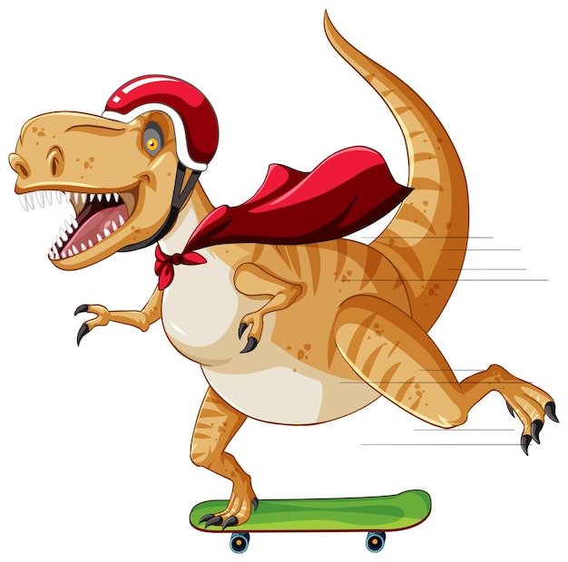 Vetor grátis dinossauro tyrannosaurus rex no skate no estilo cartoon