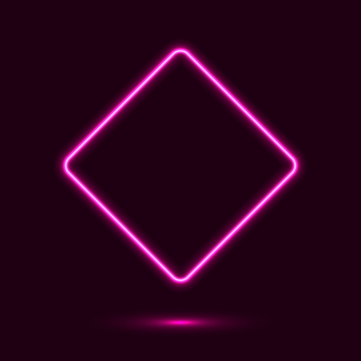 Vetor grátis display com sinal de neon em forma de diamante