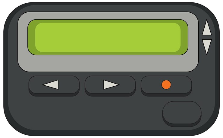 Vetor grátis dispositivo retrô de pager em fundo branco