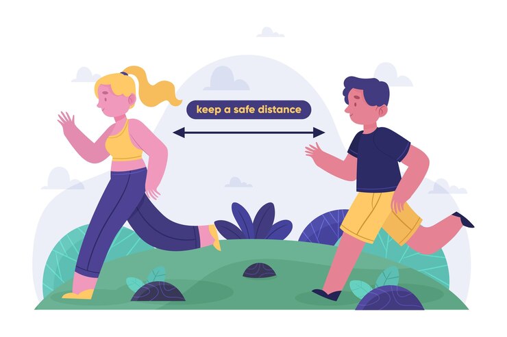 Vetor grátis distanciamento social em um tema de parque