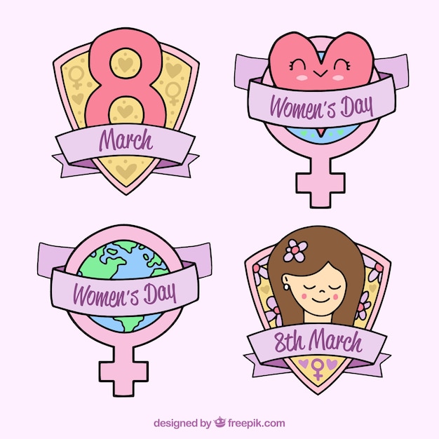 Distinções do dia das mulheres desenhadas à mão