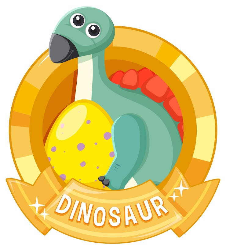 Vetor grátis distintivo de desenho animado de dinossauro fofo