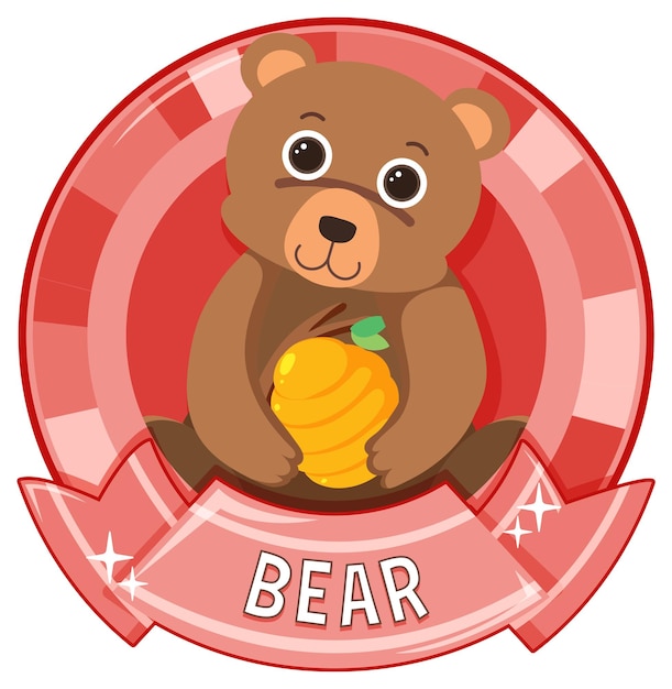 Vetor grátis distintivo de desenho animado de urso fofo