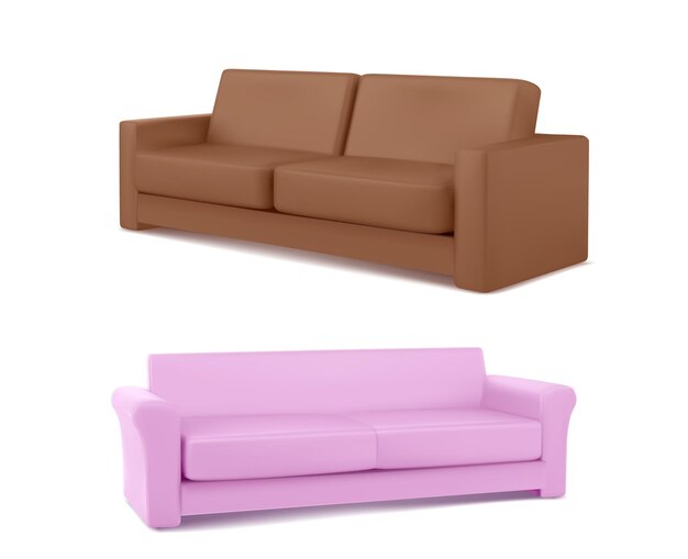 Divans 3D isolados em fundo branco