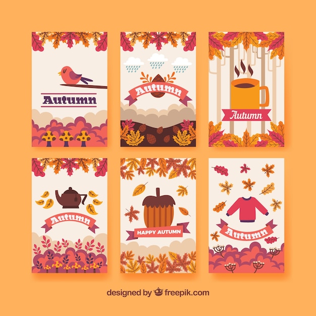 Diversão coleção de cartões de outono