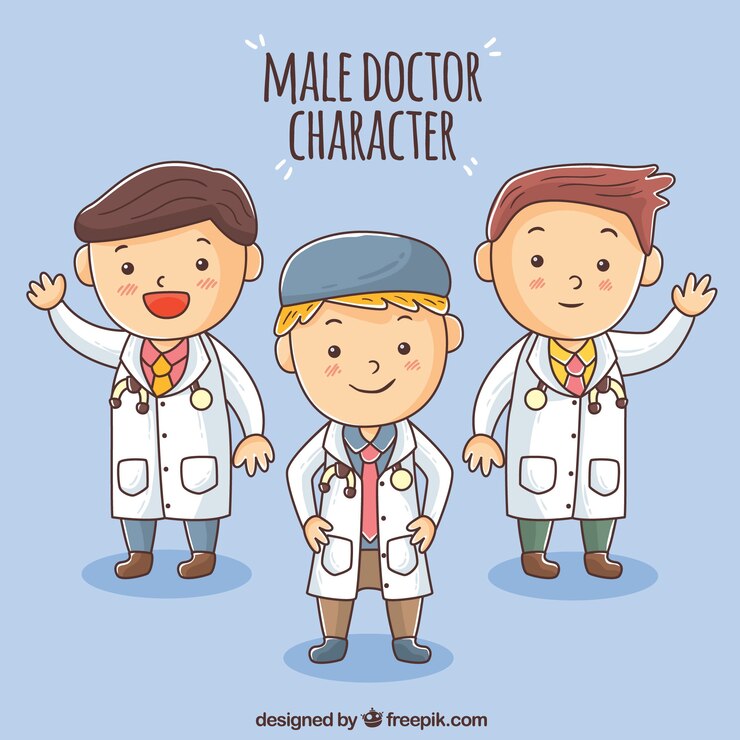 Vetor grátis diversão de médicos com estilo infantil