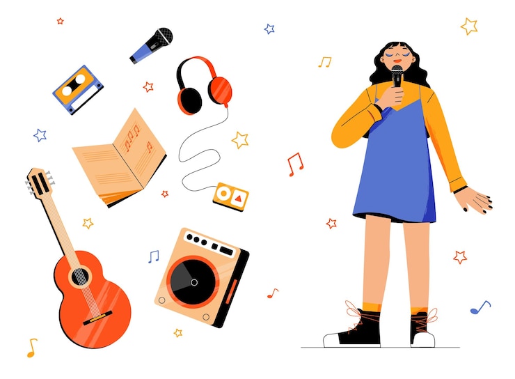 Vetor grátis diversão recreativa de passatempo de música e canto