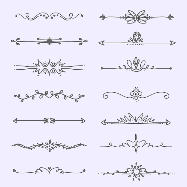 Divisória ornamental desenhada à mão com setas