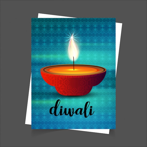 Diwali design fundo azul e tipografia vector