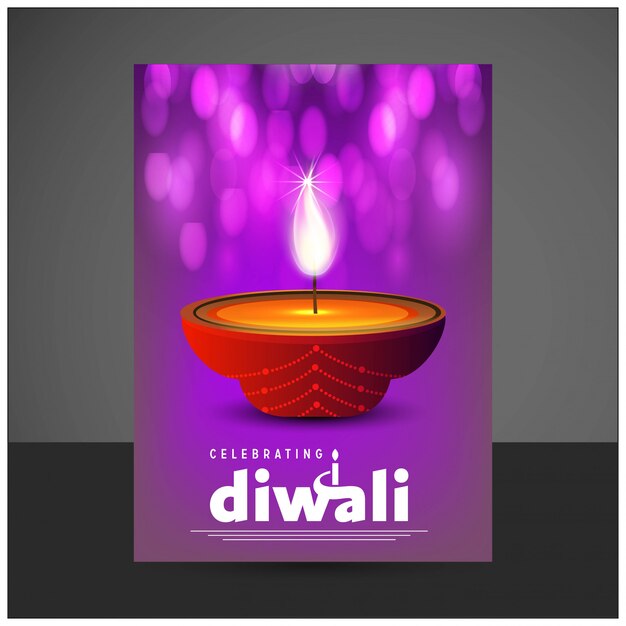 Diwali design fundo roxo e tipografia vector