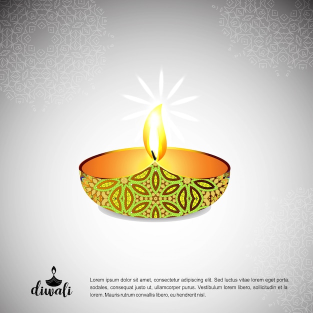 Diwali projeto luz de fundo e tipografia vector