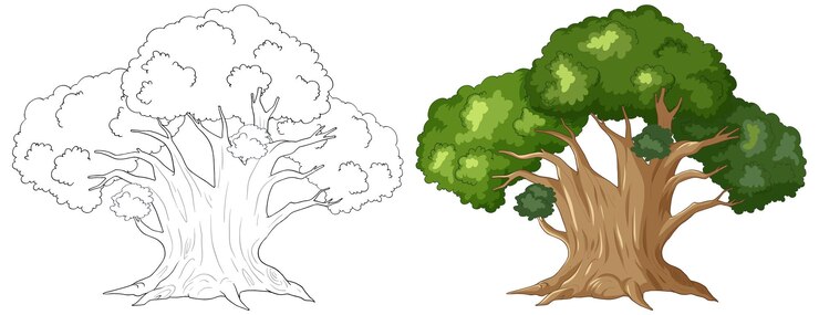 Vetor grátis do esboço à realidade majestic tree