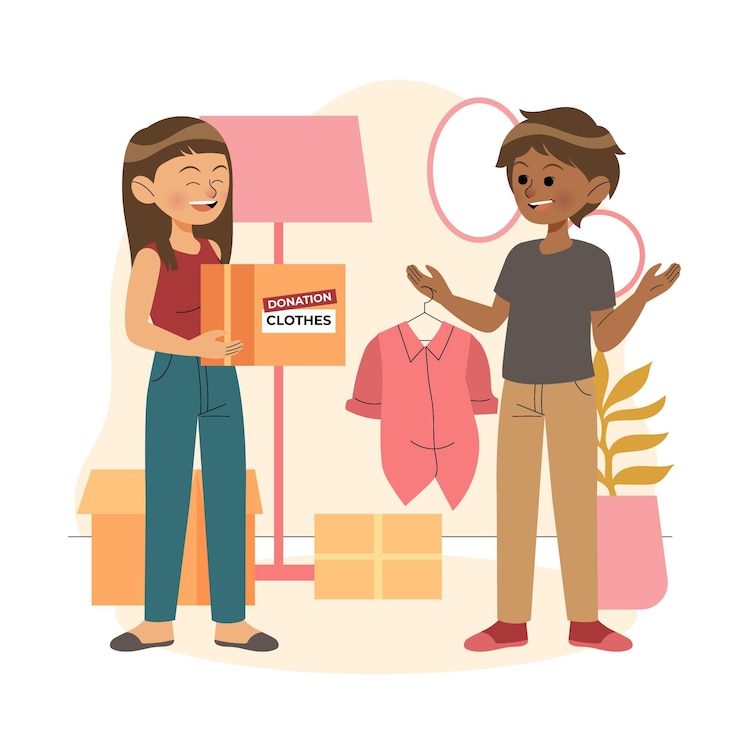 Vetor grátis doação de roupas desenhadas à mão
