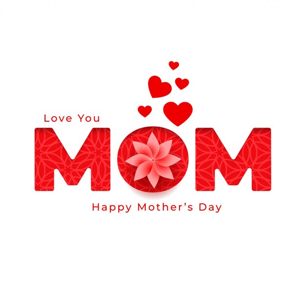 Doce dia das mães feliz flor e corações saudação