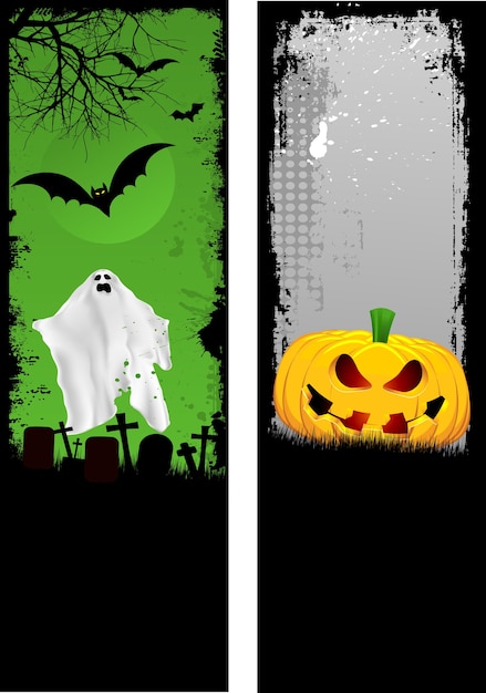 Dois designs de banners grunge de Halloween