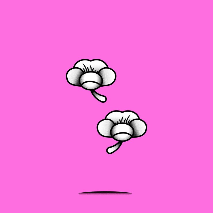 Vetor grátis dois elementos de flor de cerejeira em um vetor de fundo rosa