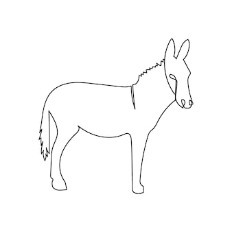 Donkey uma linha de arte. desenho de linha contínua de mamífero, animal doméstico.