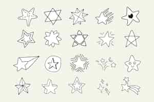 Vetor grátis doodle conjunto de estrelas