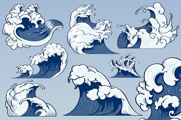 Vetor grátis doodle de onda japonesa