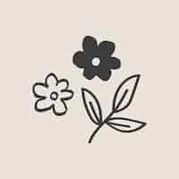 Vetor grátis doodle flor em preto
