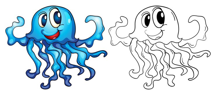 Vetor grátis doodle personagem animal para água-viva