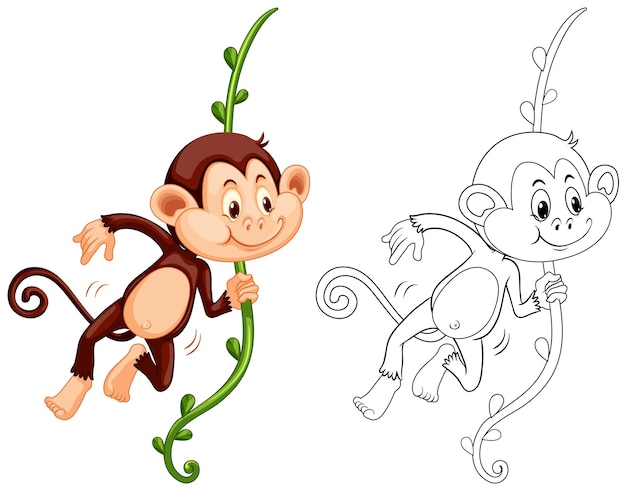 Doodle personagem animal para macaco