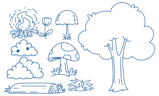 Vetor grátis doodle simples crianças desenhando elemento da natureza