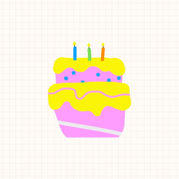 Doodle vetor de bolo de aniversário