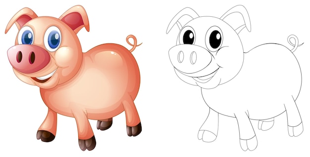 Vetor grátis doodles desenhando animal para porco